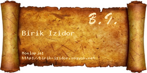 Birik Izidor névjegykártya